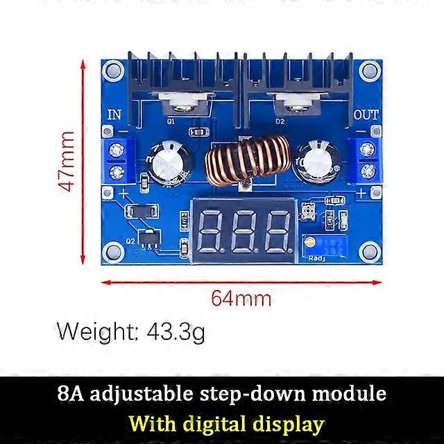 Voltmètre LED PWM réglable 4-36V à 1.25-36V Module de carte abaisseuse XL4016 8A 200W DC-DC Module de chute de puissance