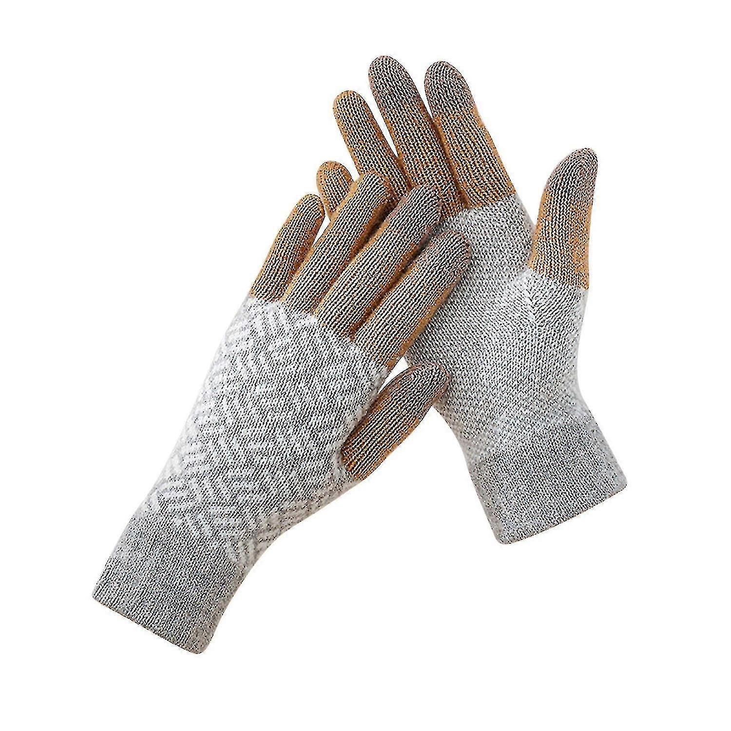 Winter Women'S Cold And Windproof Striped Plush Warm Knitted Finger Gloves Casual