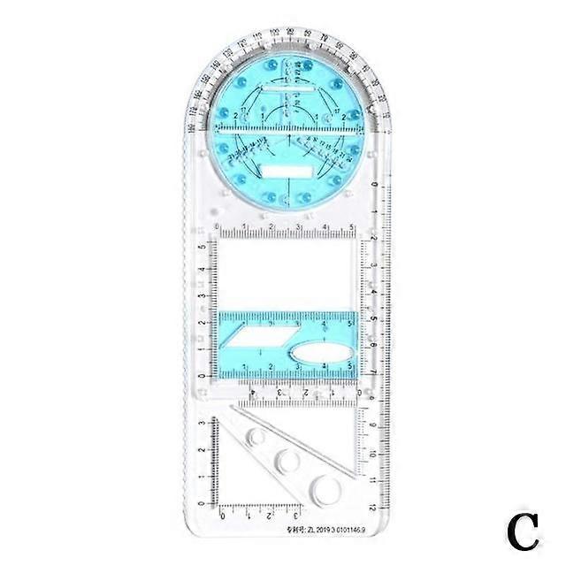 For School Multifunctional Primary School Activity Drawing Geometric Ruler Triangle Ruler Compass Protractor Set Measuring Tool(C style)