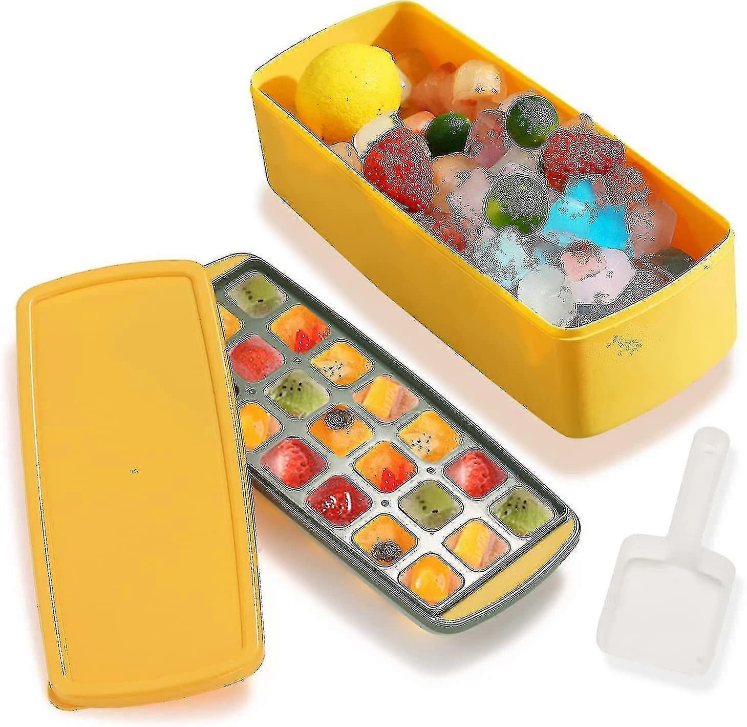 Ice Cube Tray With Lid Ice Maker Silicone Square Ice Cube Mold With Storage