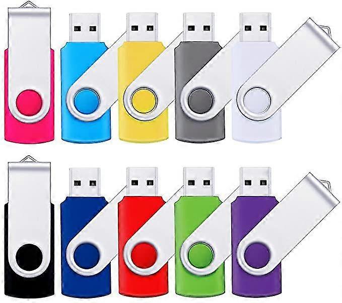 Flash Drive 16gb Usb 10 Pack Swivel Blank Memory Stick Pnstaw Bulk Thumb Drive Pen Drives Jump Drive For Data Storage