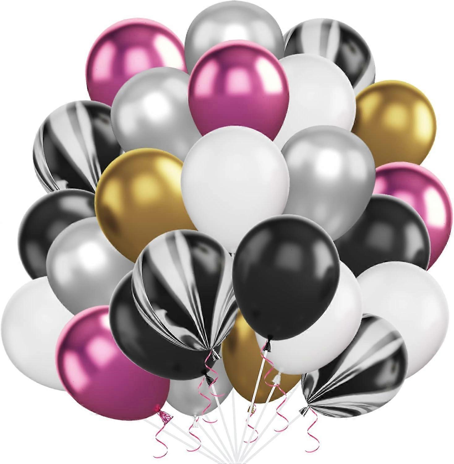 Black White Gold Balloons - Metallic Party Balloon Pack