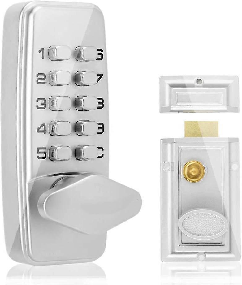 Mechanical Keyless Entry Door Lock Deadbolt Keypad, 2-4 Digital Code Keypad Deadbolt Door Knob with Handle, Indoor Outdoor Mechanical Door Password Se
