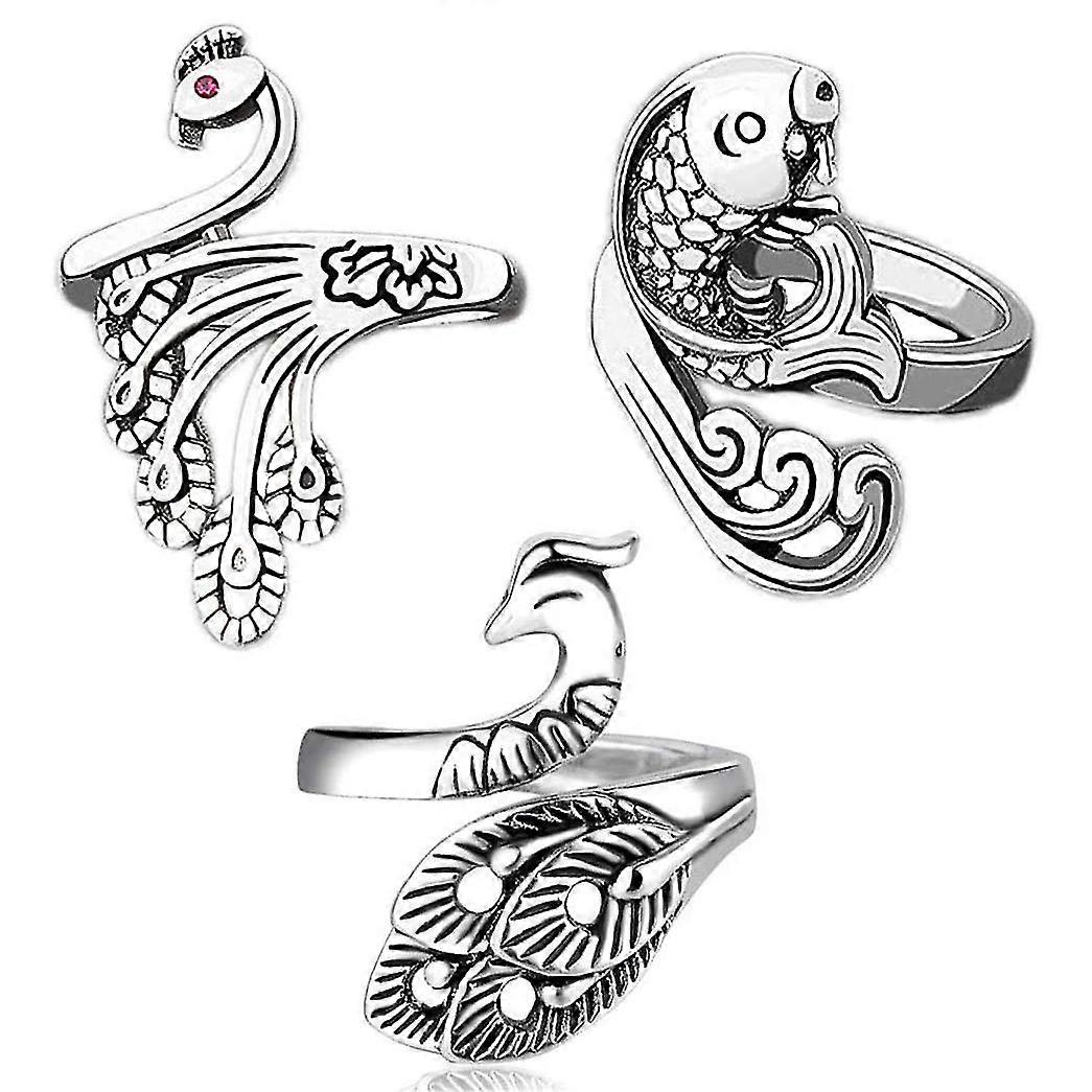 3pcs Adjustable Knitting Loop Ring- Goldfish Open Finger Ring,crochet Finger Yarn Holder,yarn Guide