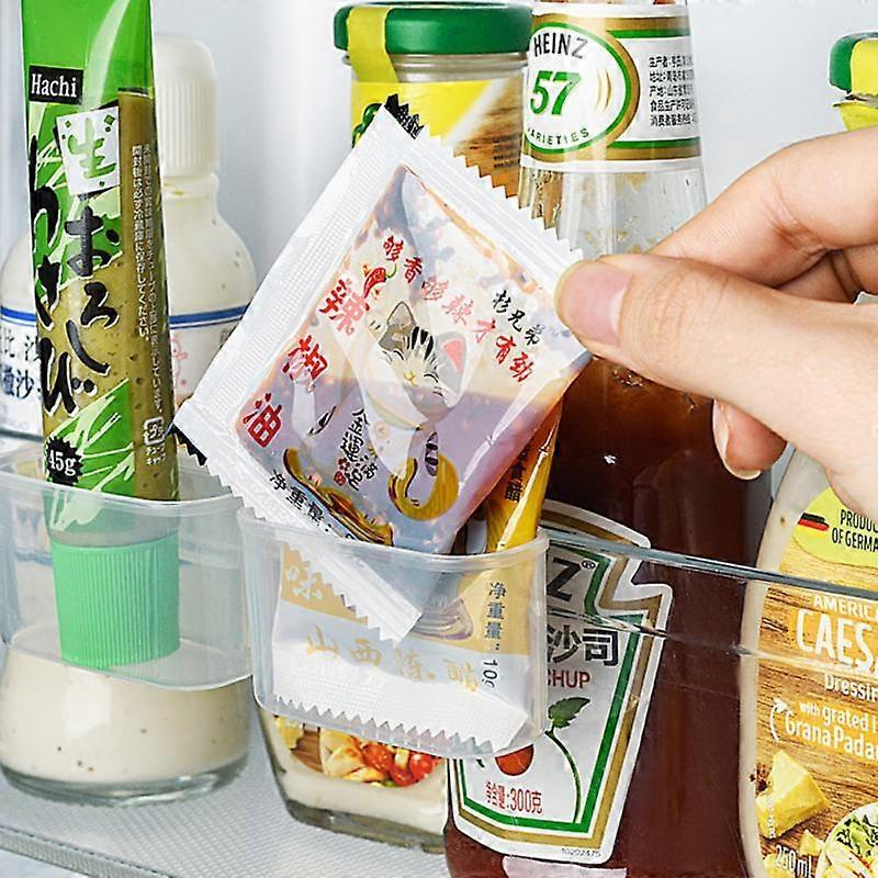 2pcs Refrigerator Hanging Sauce Bag Storage Box Seasoning Removable Plastic Container Holder Kitchen Organizer Accessories