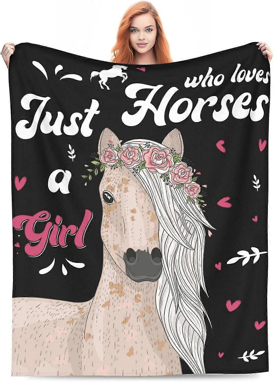 هدايا بطانية الحصان للنساء الطفلة مجرد فتاة تحب الخيول ناعمة دافئة وخفيفة الوزن مريحة لطيف زهور حيوانية رمي Blanids10560