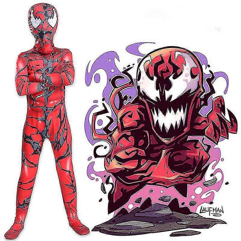Halloween Venom 2 Red Black Venom One Piece Bodysuit Carnival Party Costume Z