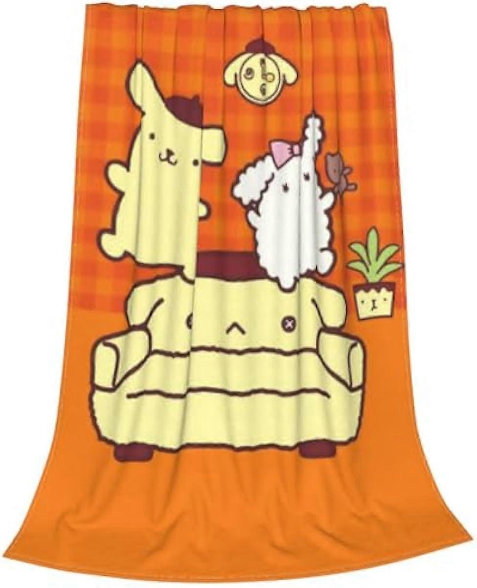 Cobertor de Pompompurin Fofo Cobertor de Cama Macio Cobertor de Flanela de Lã Leve e Aconchegante para Sofá Sofá Quarto-652