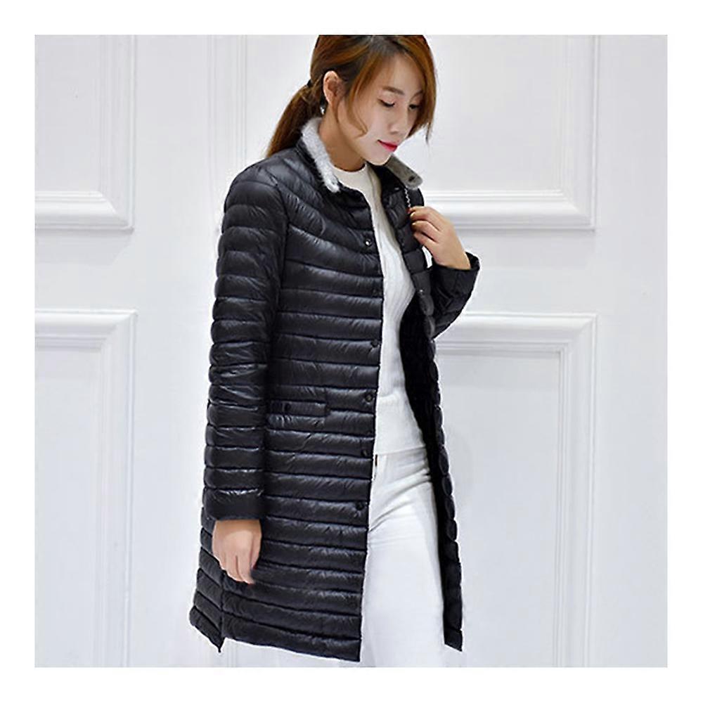Woman Middle Long Down Coat Light Thin Slim