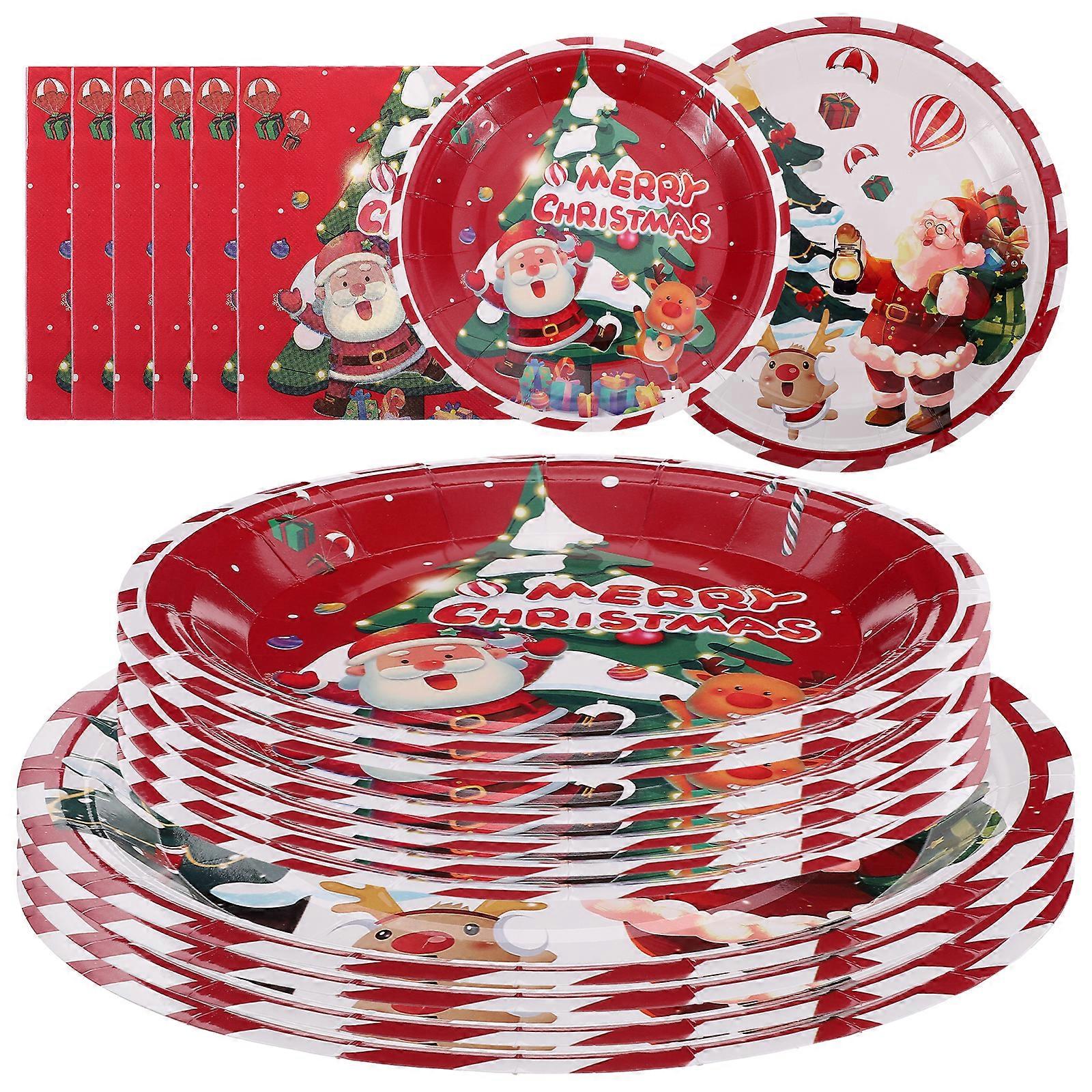 40pcs Decorative Party Dinnerware Festival Tableware Xmas Paper Tableware Set