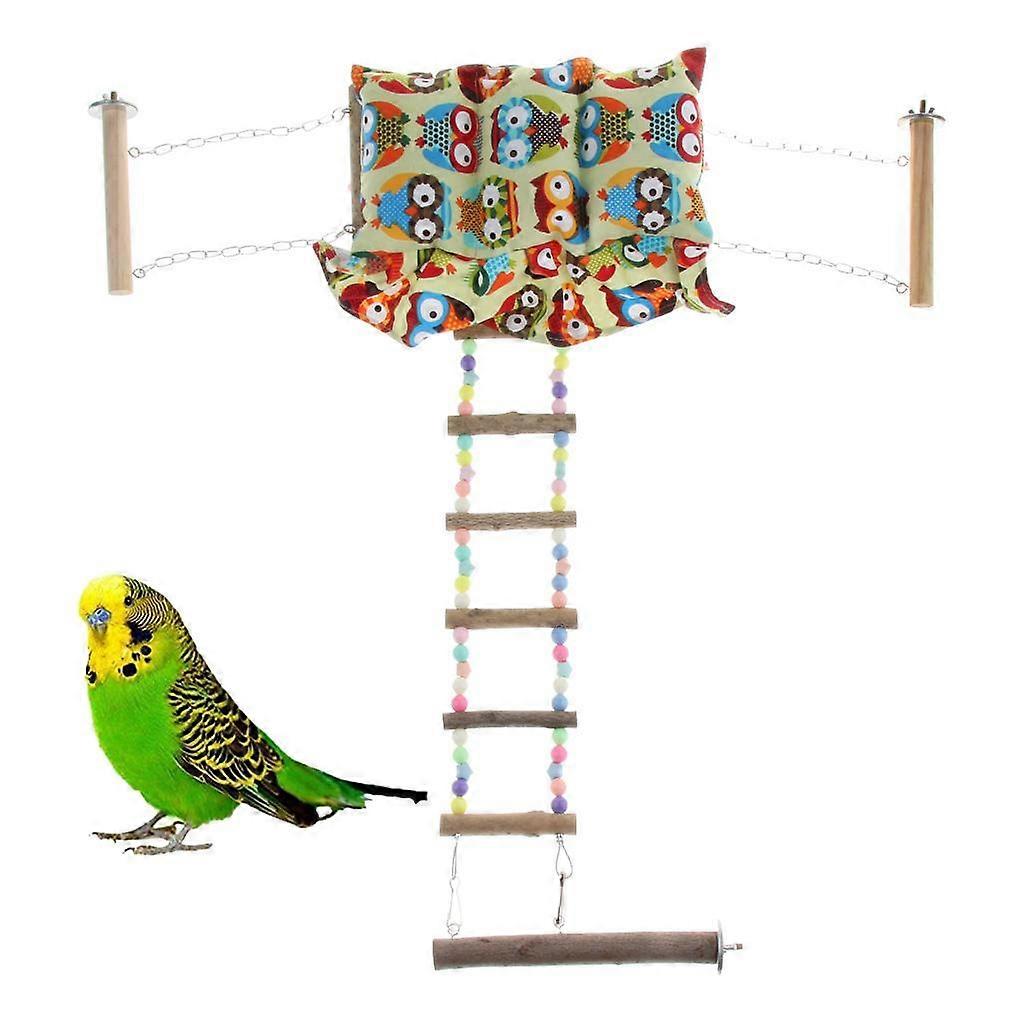 Bird Canvas Quilted Parrot Hammock Platform With Cushion Cage Swing Toys