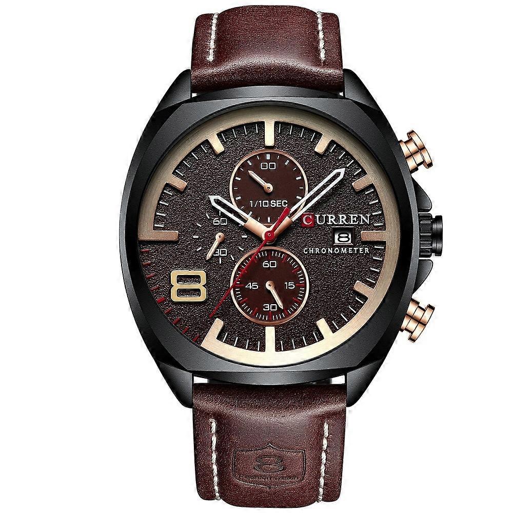 Curren 8324 Waterproof Men Watch Black Shell Coffee