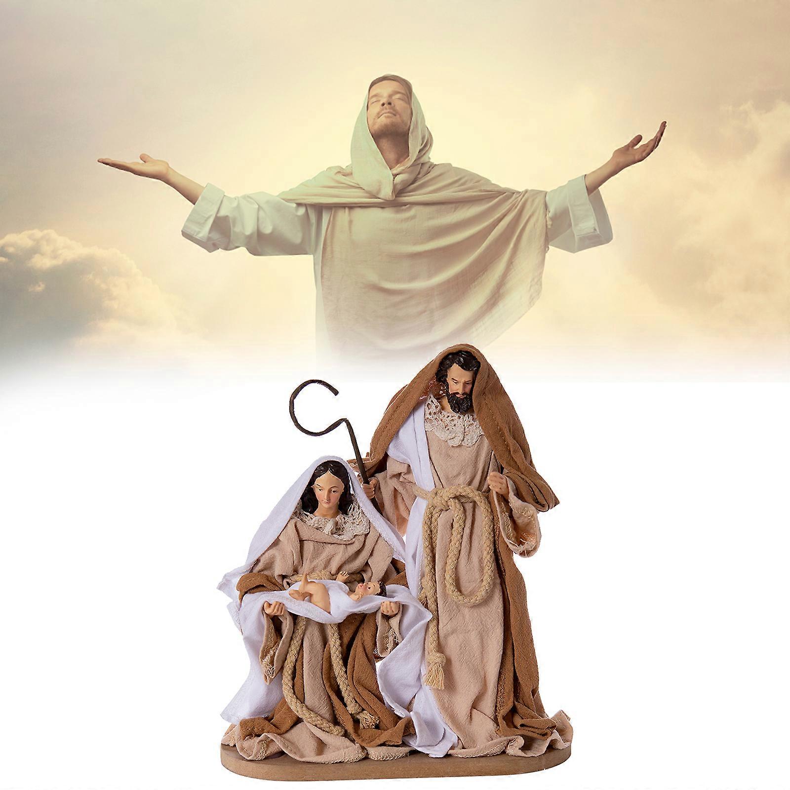 Resin Nativity Figures Set In Poly Dragon And Paper Box, Christmas Manger Scene Decoration,100% New