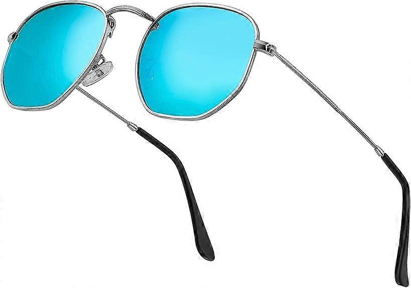 Polarized Sunglasses,Small Hexagonal Mirrored Lens