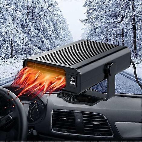 Car Heater 2 in 1 12V 120W Portable Car Quick Defogger Defroster 360 Degree Rotating Car Defroster with Cigarette Lighter Sockets(Black)