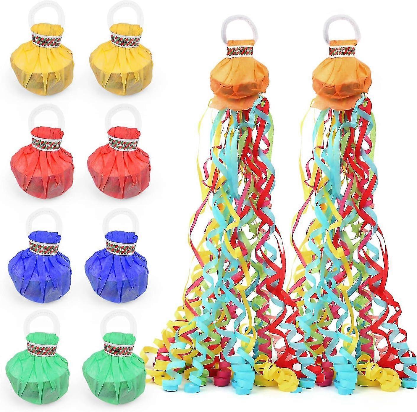 Colorful No Mess Paper Crackers, Hand Throw Confetti Streamer for Wedding, Birthday, Party Celebrations, Colorful
