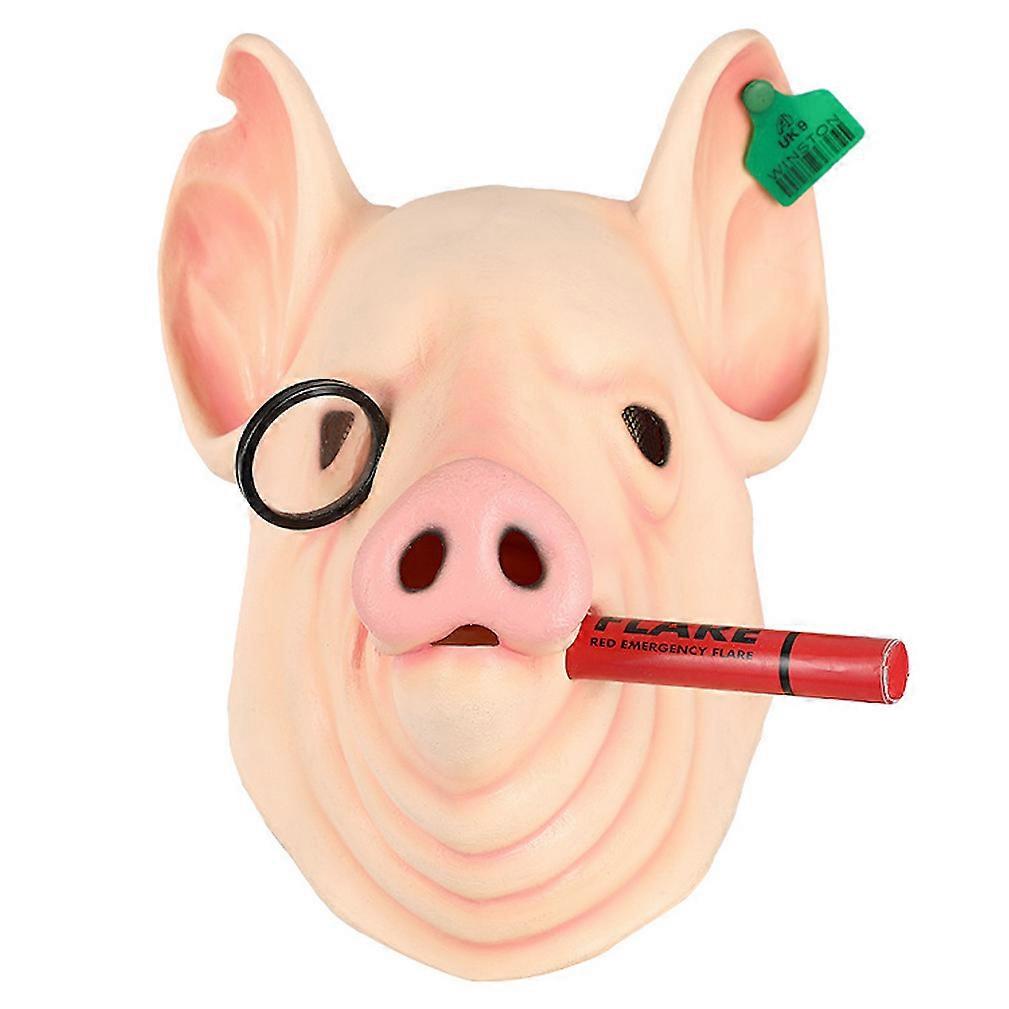 Pig Head Mask Latex Full Face Cover Halloween Cosplay Prop