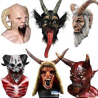 Máscara Krampus De Látex – Terrorífica Máscara De Diablo Para Halloween Y Cosplay, Talla Única
