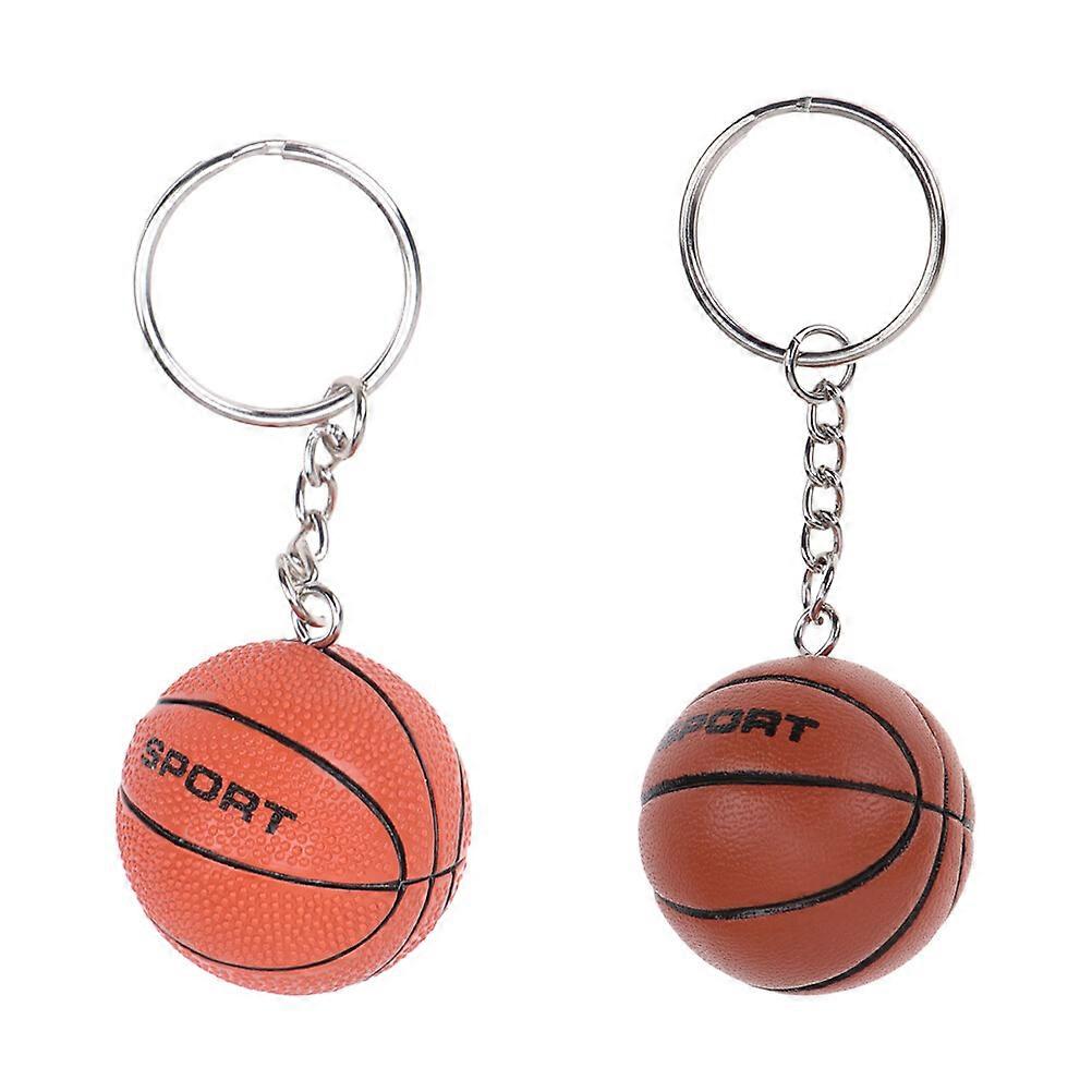 2Pcs Small Basketball Shape Design Hanging Key Chain for Basketball Fans