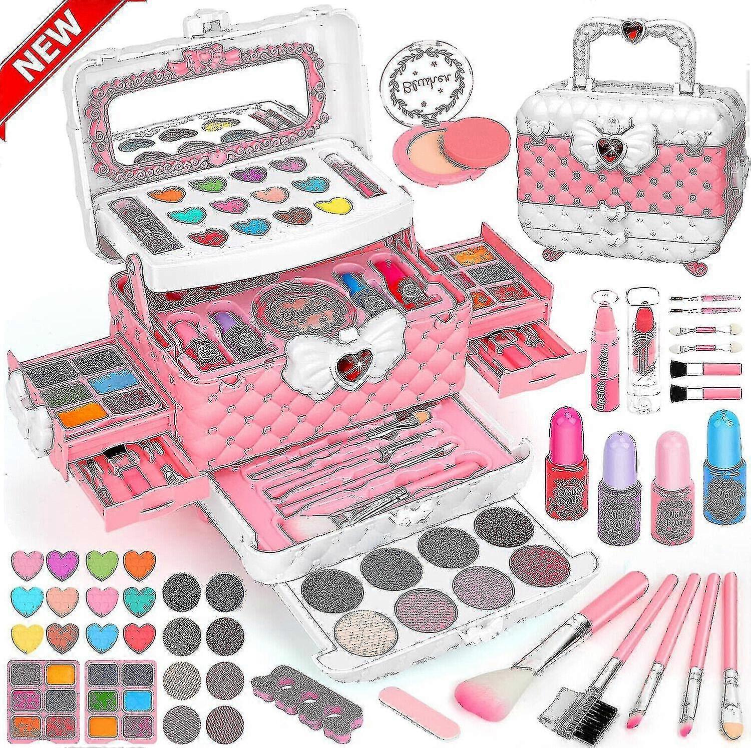 子供の化粧のおもちゃのキットの洗える子供の構造の美のおもちゃの携帯用化粧品箱が付いている