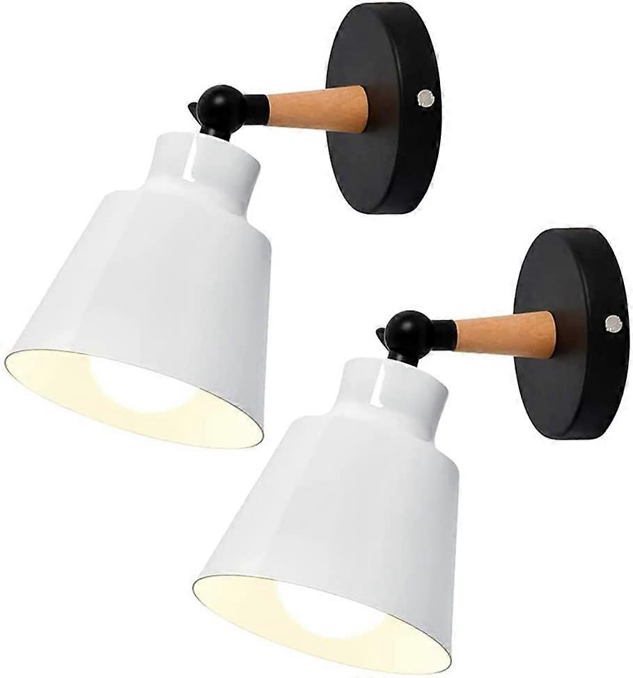 2 Packs Appliques Murales Vintage Industrielles Plafonnier E27 Lampe Murale Intérieure Rétro Réglable En Métal pour Chambre Cuisine Restaurant (Blanc)