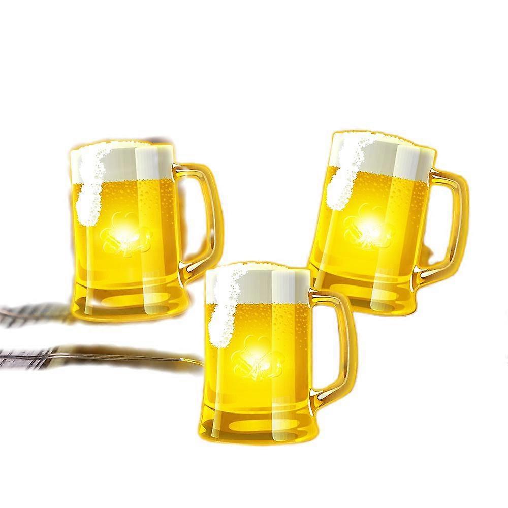 3D Beer Mug String Lights , with Remote Control USB Battery Powered for Bar Dorm Wreath Summer Club Decorations