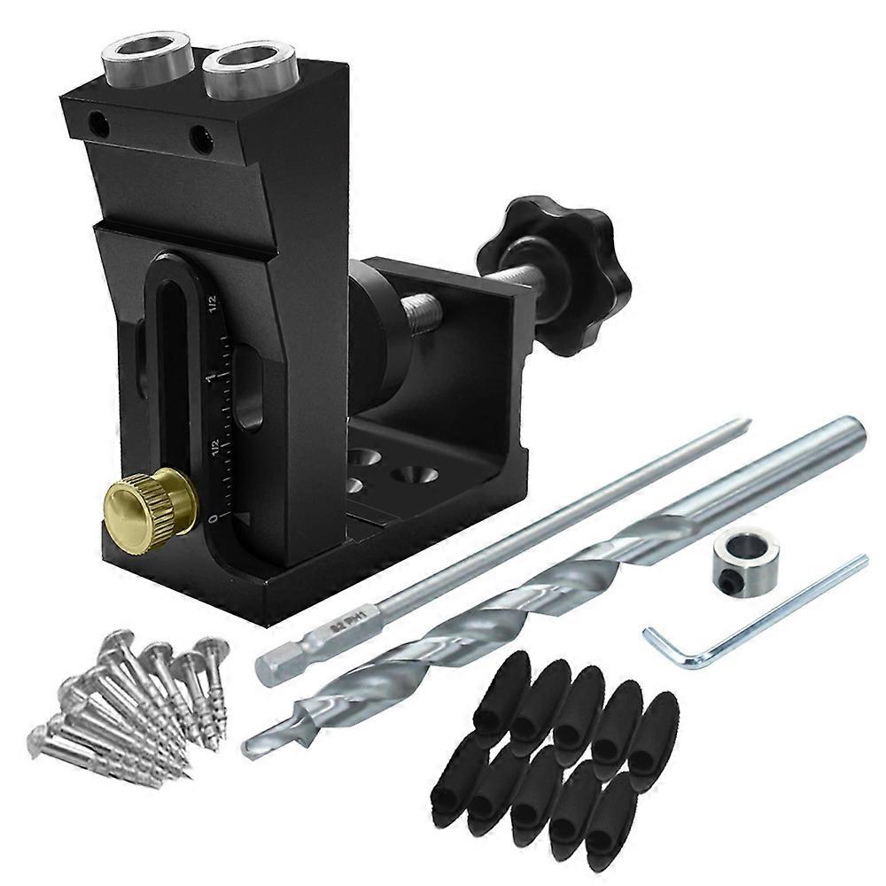 Pocket Hole Jig Kit Adjustable Slant Hole Locator Pocket Dowel Hole Jig System Set 15 Degree Joint Angle Tool for DIY Woodworking Carpentry