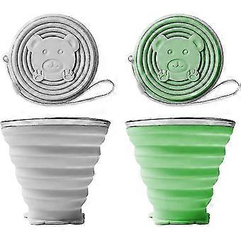 høy kvalitet silikon sammenleggbart krus, sammenleggbart reise krus 11oz BPA gratis uttrekkbar egnet for piknik camping Utendørs Vandring Travel (2 stk grønn