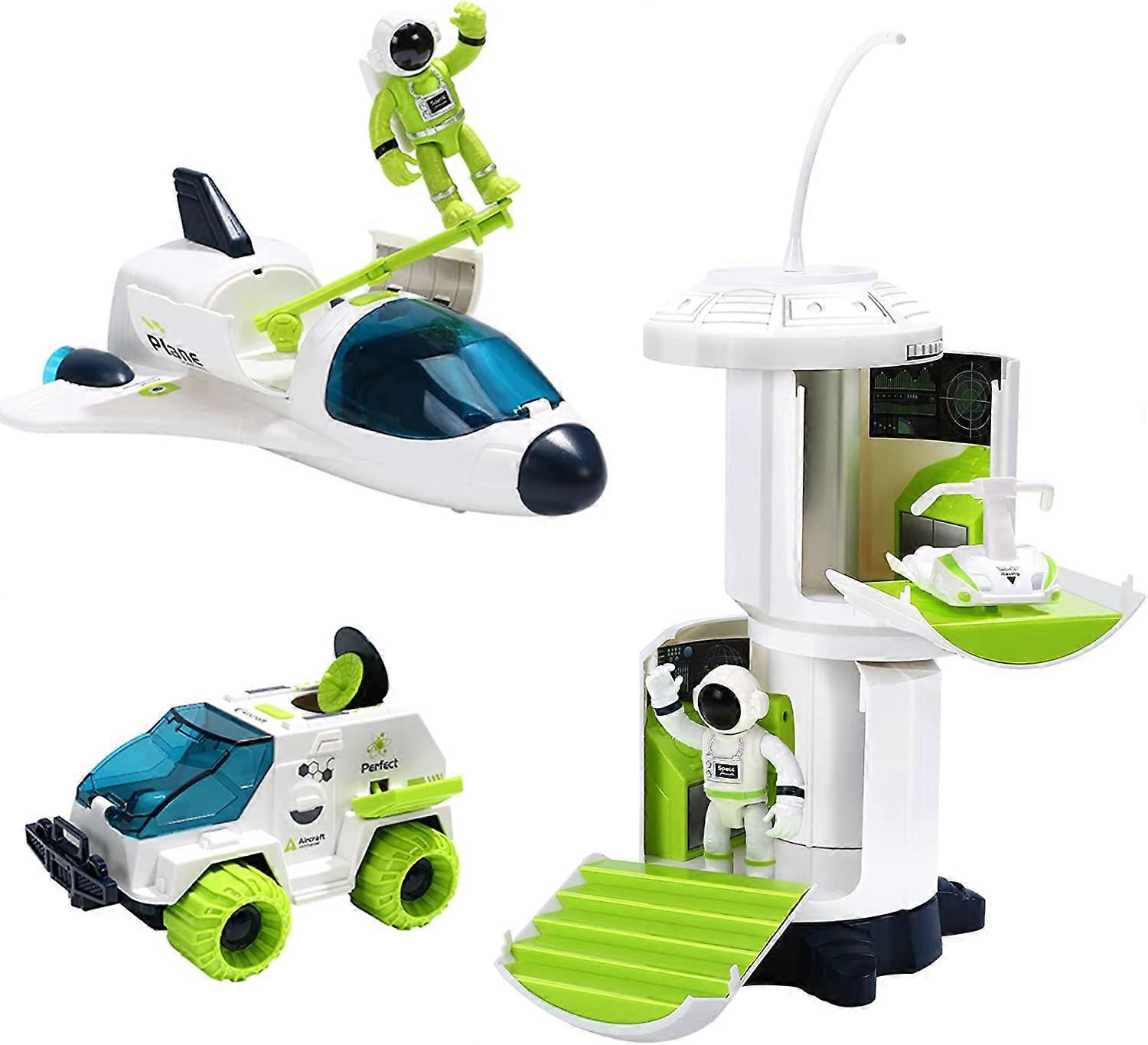 Jucării spațiale Jucării de aventură spațială cu lumini și sunet, Jucării pentru naveta spațială Space Rover Space Station 2 Figurină de astronaut, Cadouri pentru băieți și fete, S