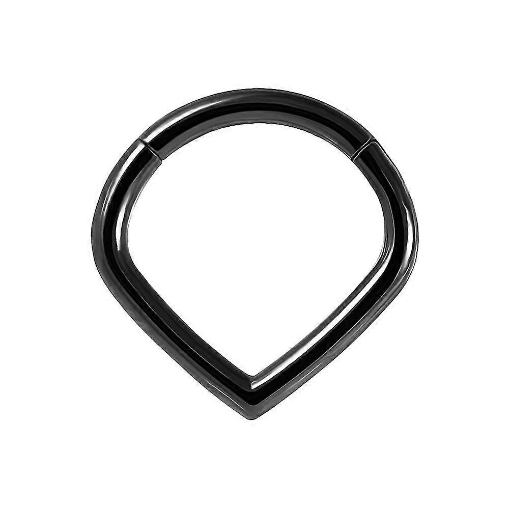 ブラックアルマイト16ゲージ(1.2MM) - 8MM直径ティアドロップ形状316L外科用スチールヒンジ付きクリッカーセグメントリングイヤーセプタムトラガスヘリックスピアスジュエル
