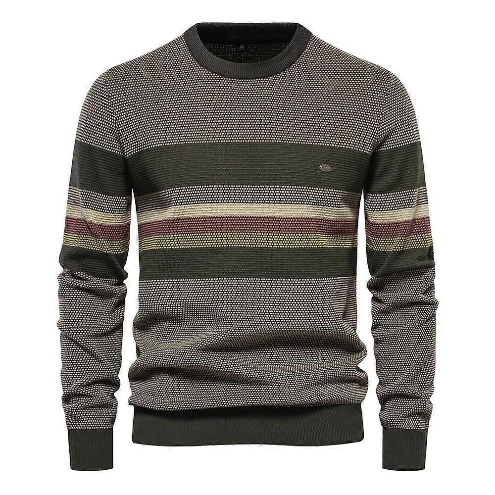 Herren gestreifter Pullover Pullover Rundhalsausschnitt kontrastierender Feinstrickpullover