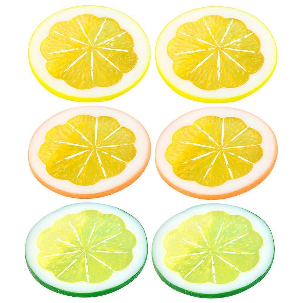 6pcs Simulation Lemon Slices Fake Lemon Slices DIY Artificial Fruit Slices Decors Props