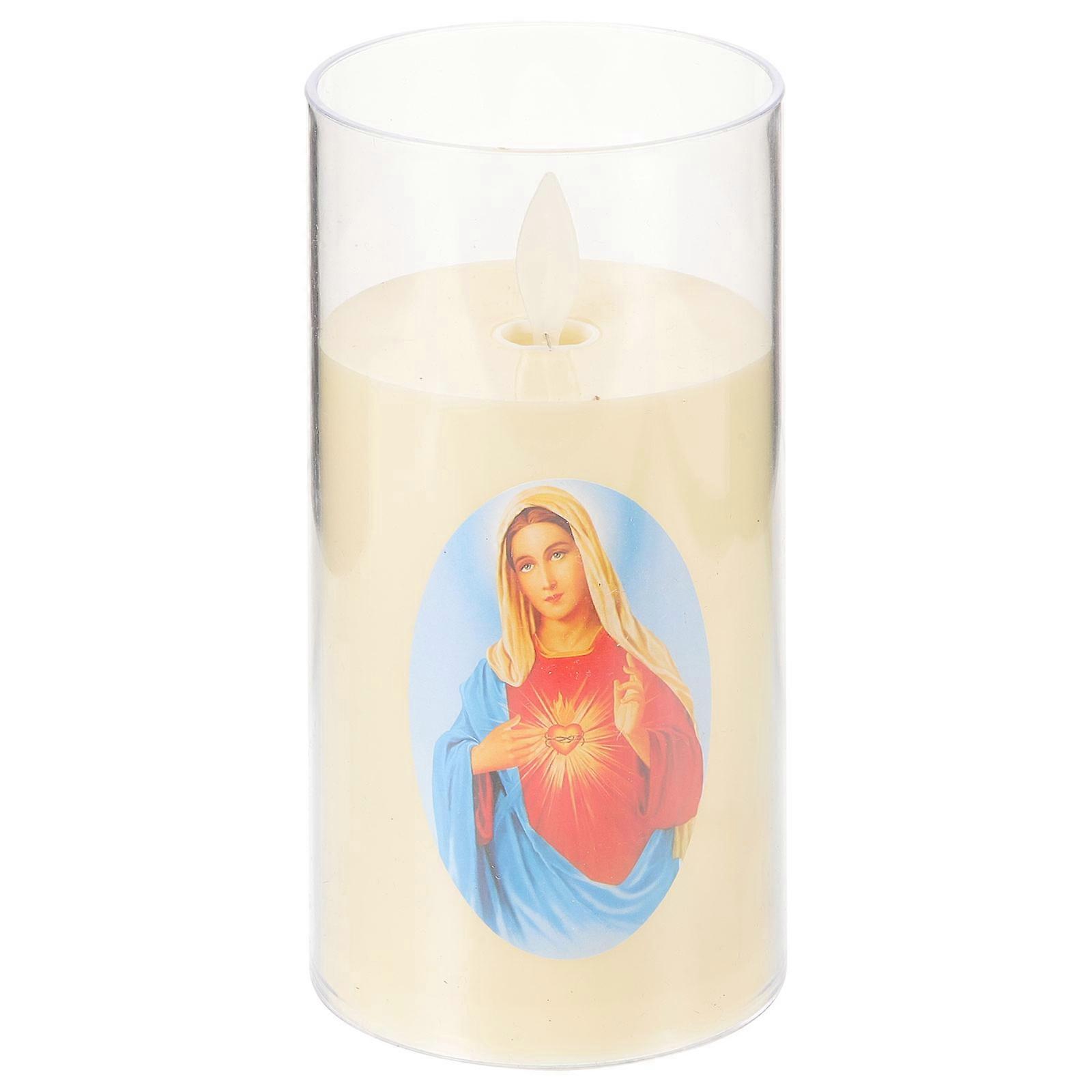 Prayer Candle Led Candle Simulation Candle Small Night Light Virgin Mary Candle