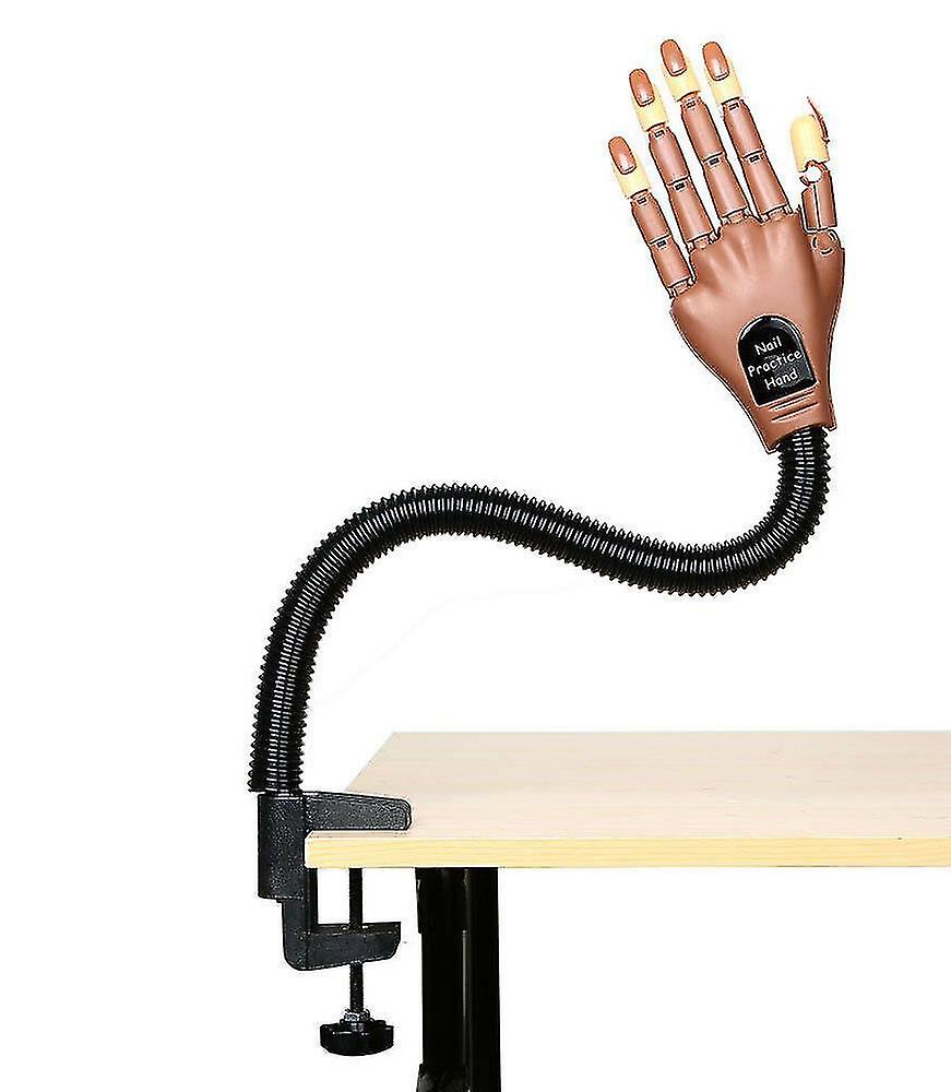 Nail Art Adjustable Training & Practice Gel Tips Model Hand - Brown