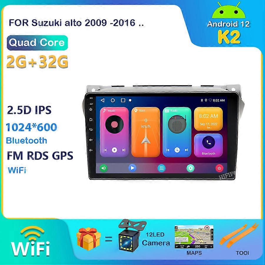 9 inch Android 12 Car Multimedia Player For Suzuki alto 2009 2010 2011 2012 2013 2014 2015 2016 Quad-core GPS Wifi