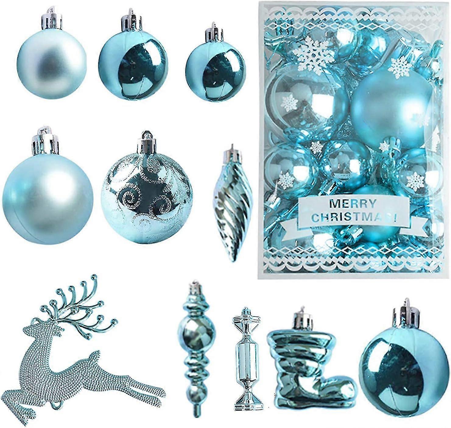 30-piece Unbreakable Plastic Christmas Balls And Decorations Set