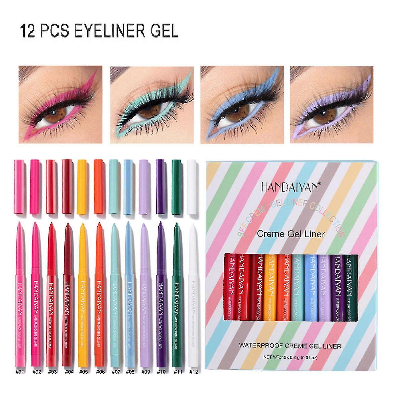 12 Matte Color Eyeliner Pens Quick-drying And Difficult To Smu-dge Gel Eyeliner