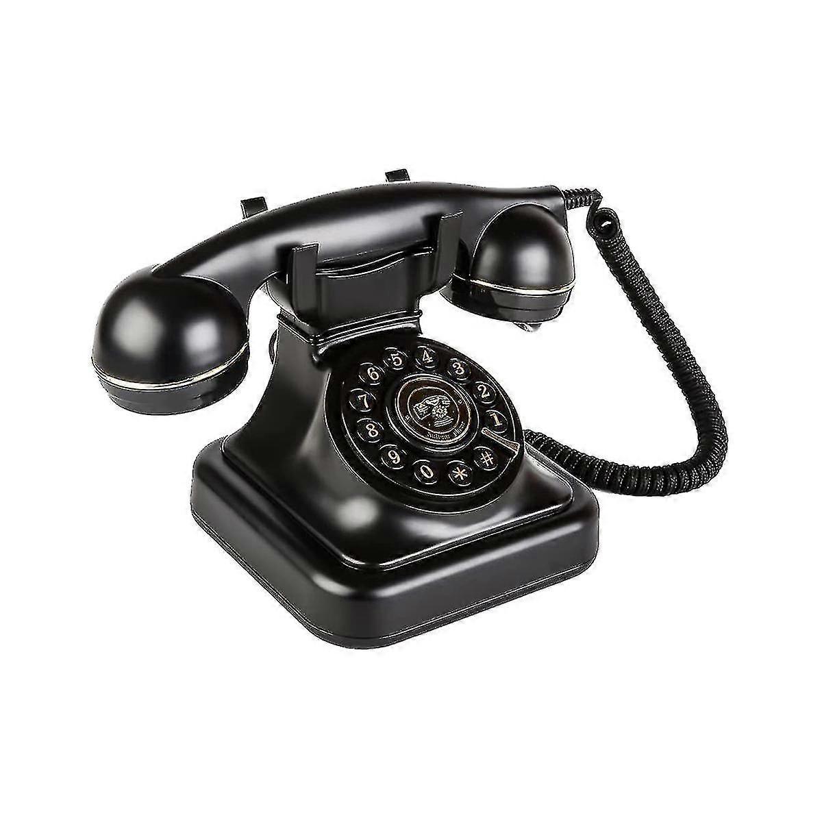 Retro telefon stacjonarny, staroświeckie zabytkowe telefony stacjonarne z klasycznym metalowym telephem retro Bell