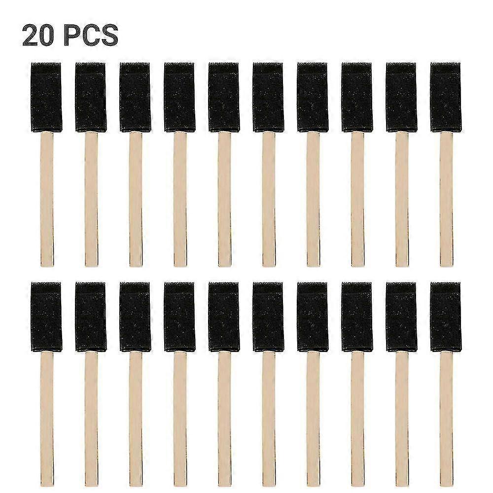 20pcs Foam Sponge Brush Wood Handle Painting Brushes Tools