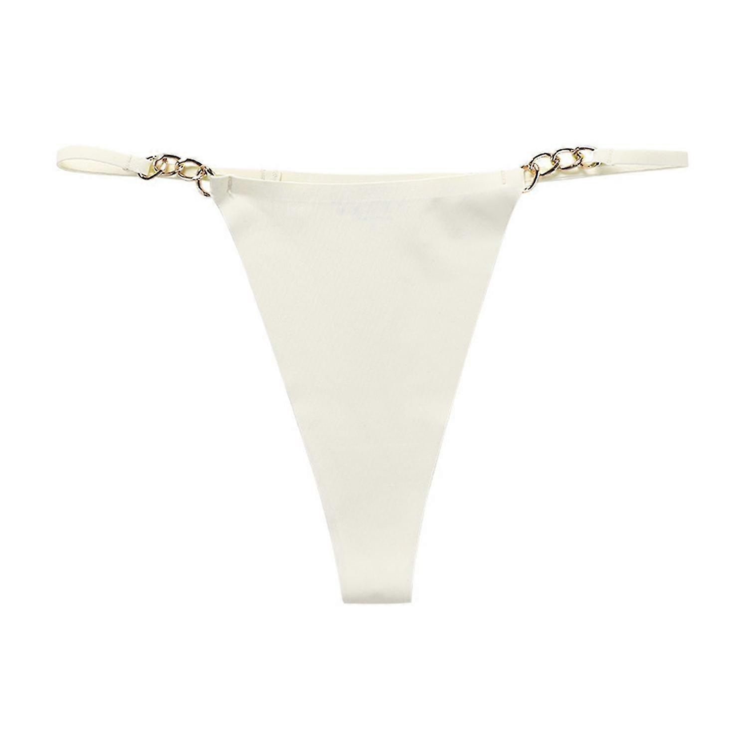 Cotton Crotch Ice Silk Sexy G-string Metal Stitch Strap Low Waist Thong Briefs