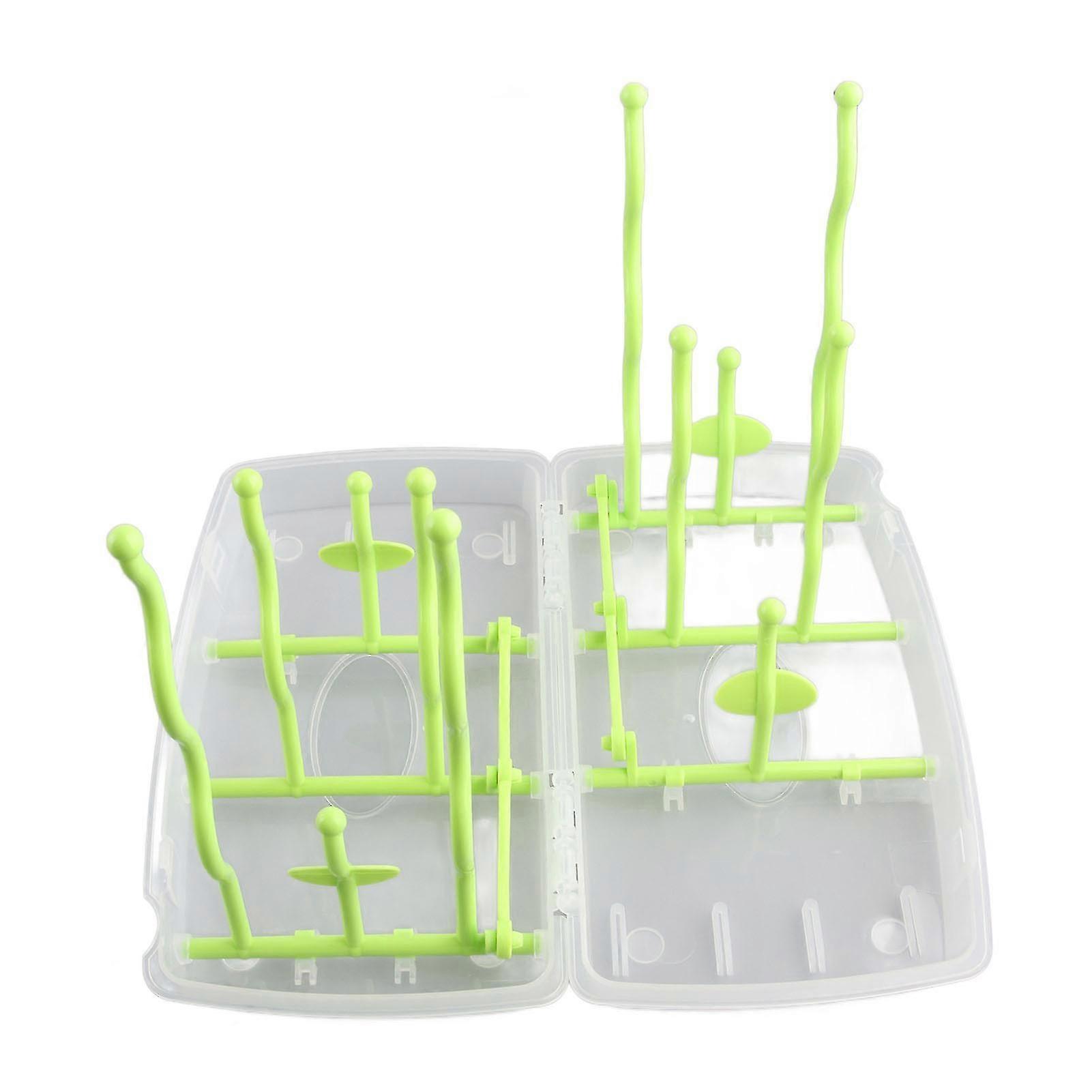 Green Foldable Baby Bottle Drying Rack - Portable and Space Saving