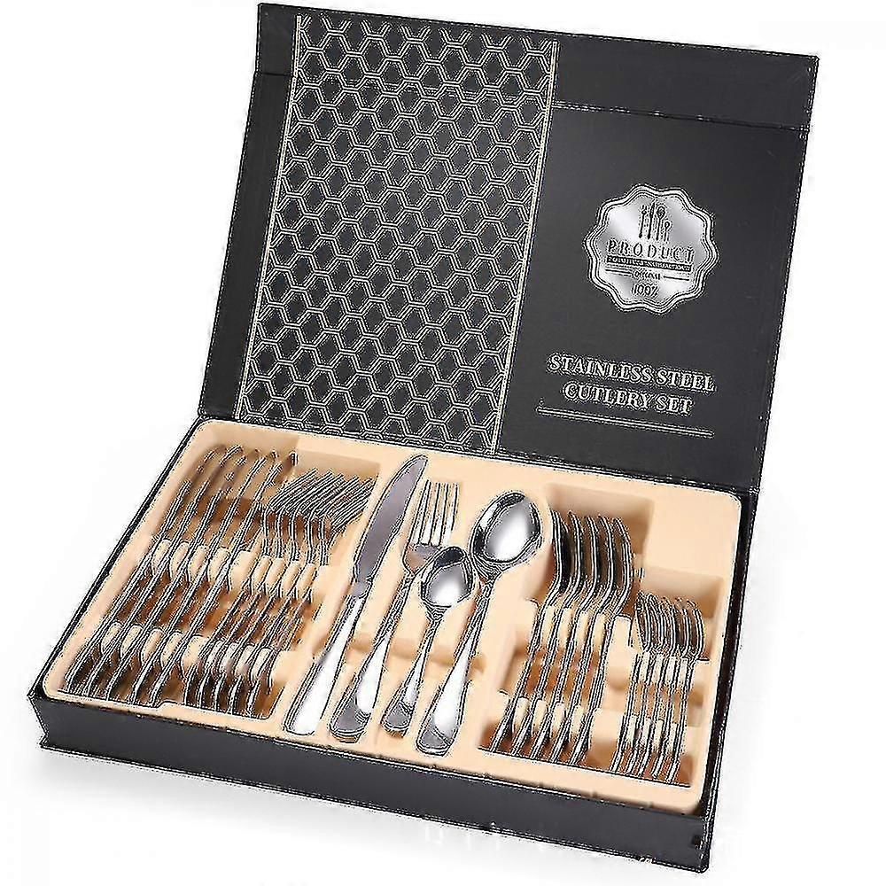 Flatware Sets 24pcs Stainless Steel Flatware Set Cutlery Set Service Silver