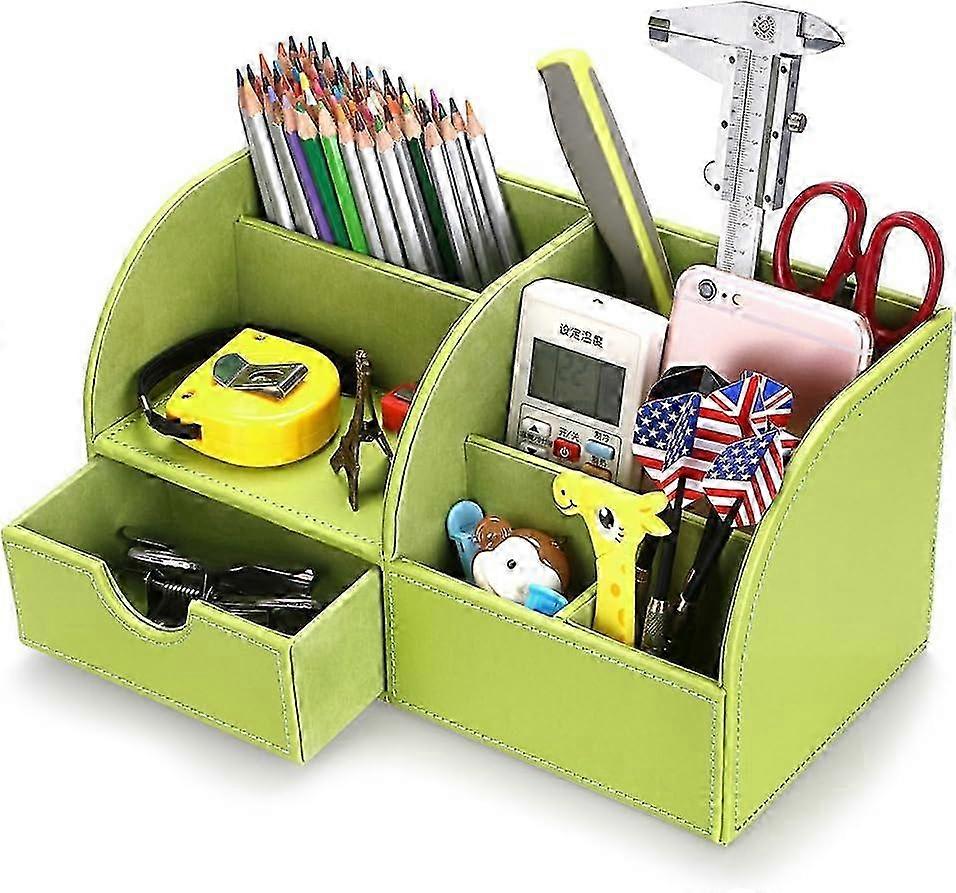 PU Leather Multi-Functional Desk Organizer for Card Pen Remote Control Storage