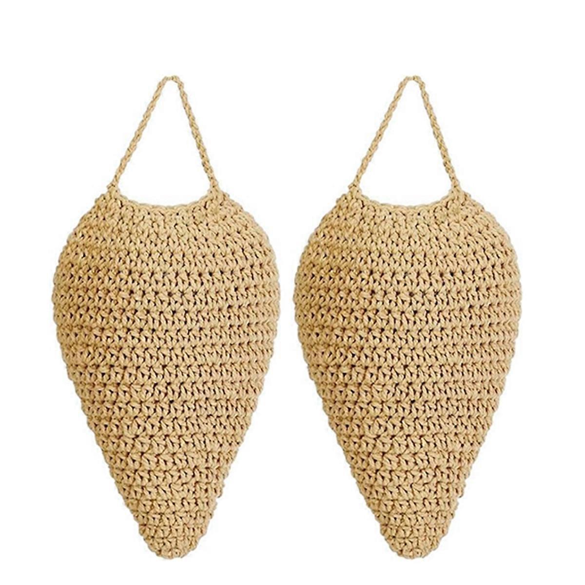2 Pack Large Crochet Wasp Nest Deterrent Hanging Fake Nest Wasp Nest Decoy Hanging Wasp Deterrent W