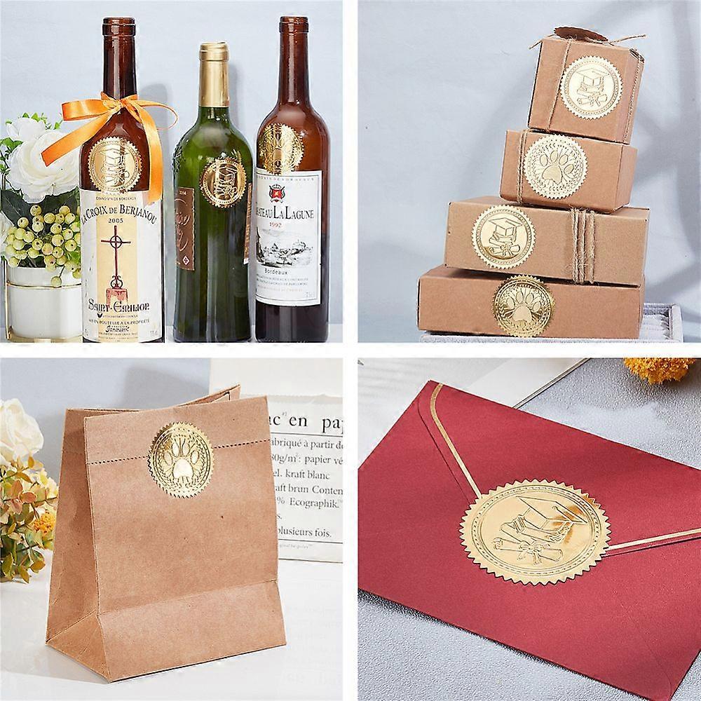 2 Inch Gold Embossed Envelope Seals Stickers VIP Crown 100pcs Adhesive ...