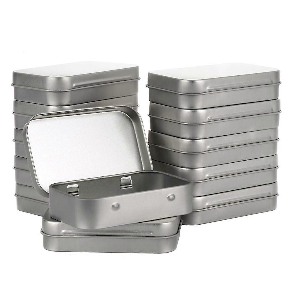 12pcs Metal Rectangular Empty Hinged Tins Box Containers 9.4*6*2cm, Mini Portable Box Small Storage Kit