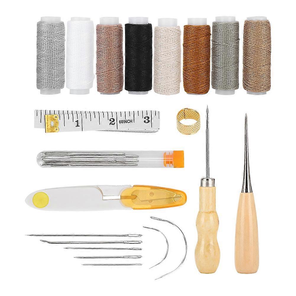 Leather Craft Tools DIY Kit with Thread Sew Needles Stitching Awls Making Accessories