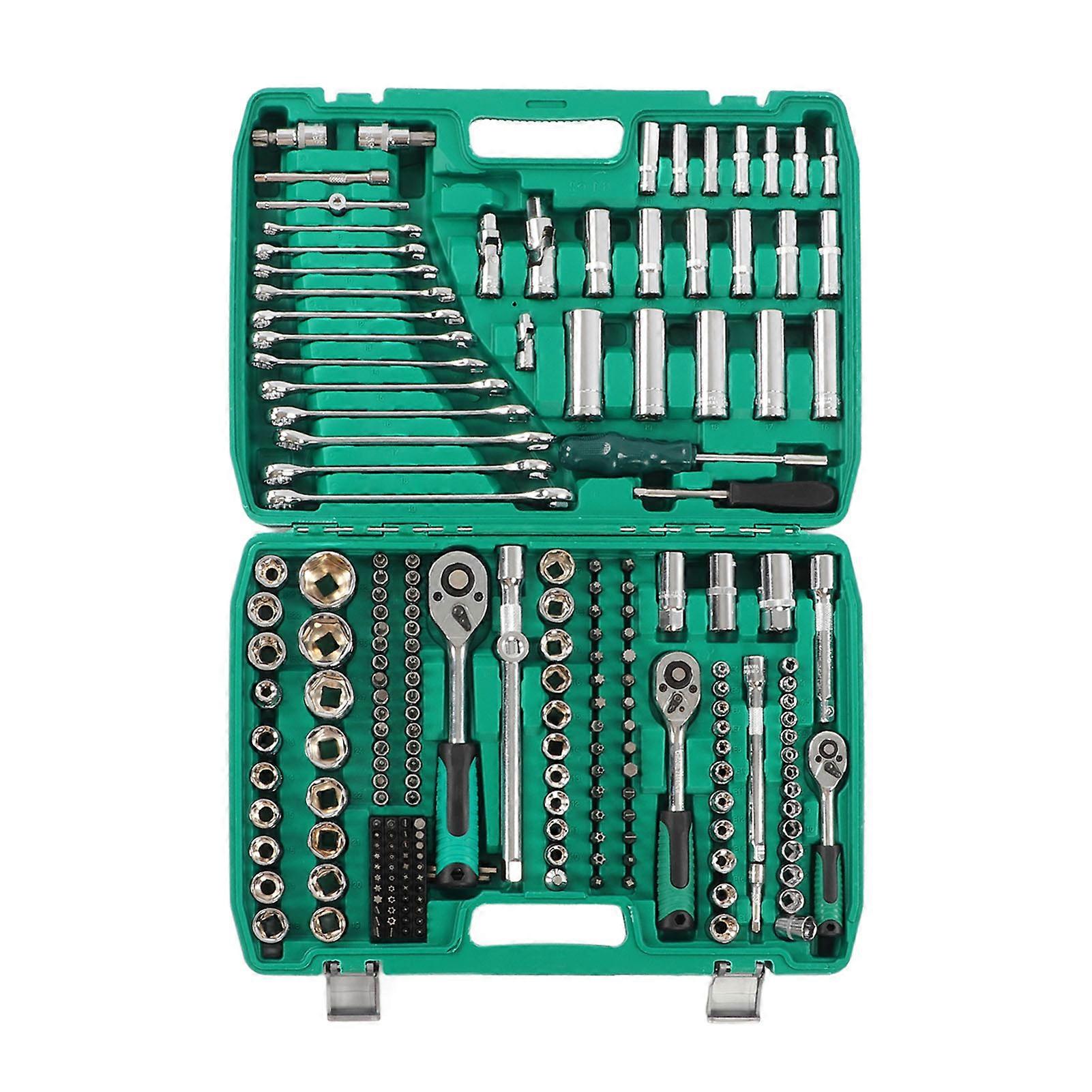 218PCS Ratchet Wrench Socket Tool Set: Chrome Molybdenum for Auto Repair