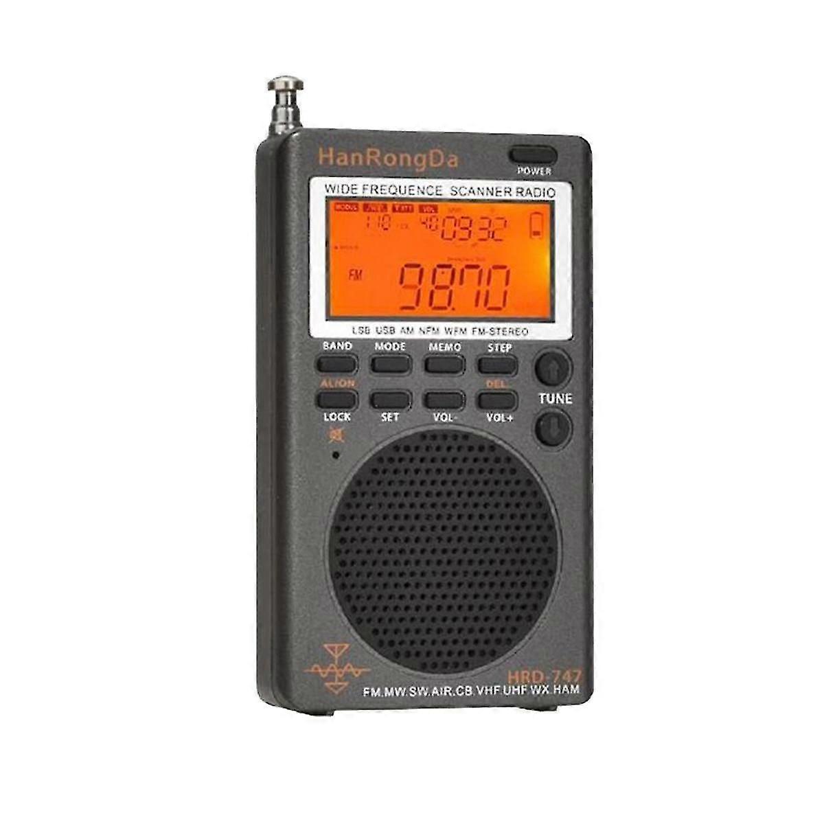 -747 Portable Multiband Radio Fm/mw/sw/ssb/lsb/air/cb/vhf/uhf/ubd/ Full-band Mini Stereo Radio Rec