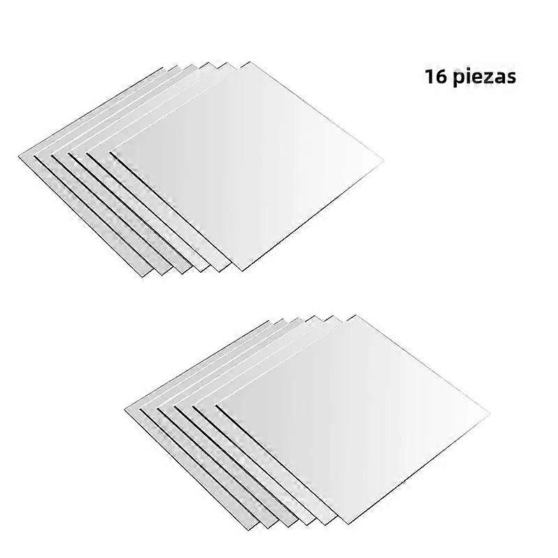 16Pcs Square Acrylic Mirror Self-Adhesive Flexible Non-Glass Wall Decor for Bedroom and Home Without Glass